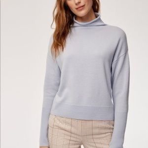 Wilfred light blue cashmere moc neck sweater